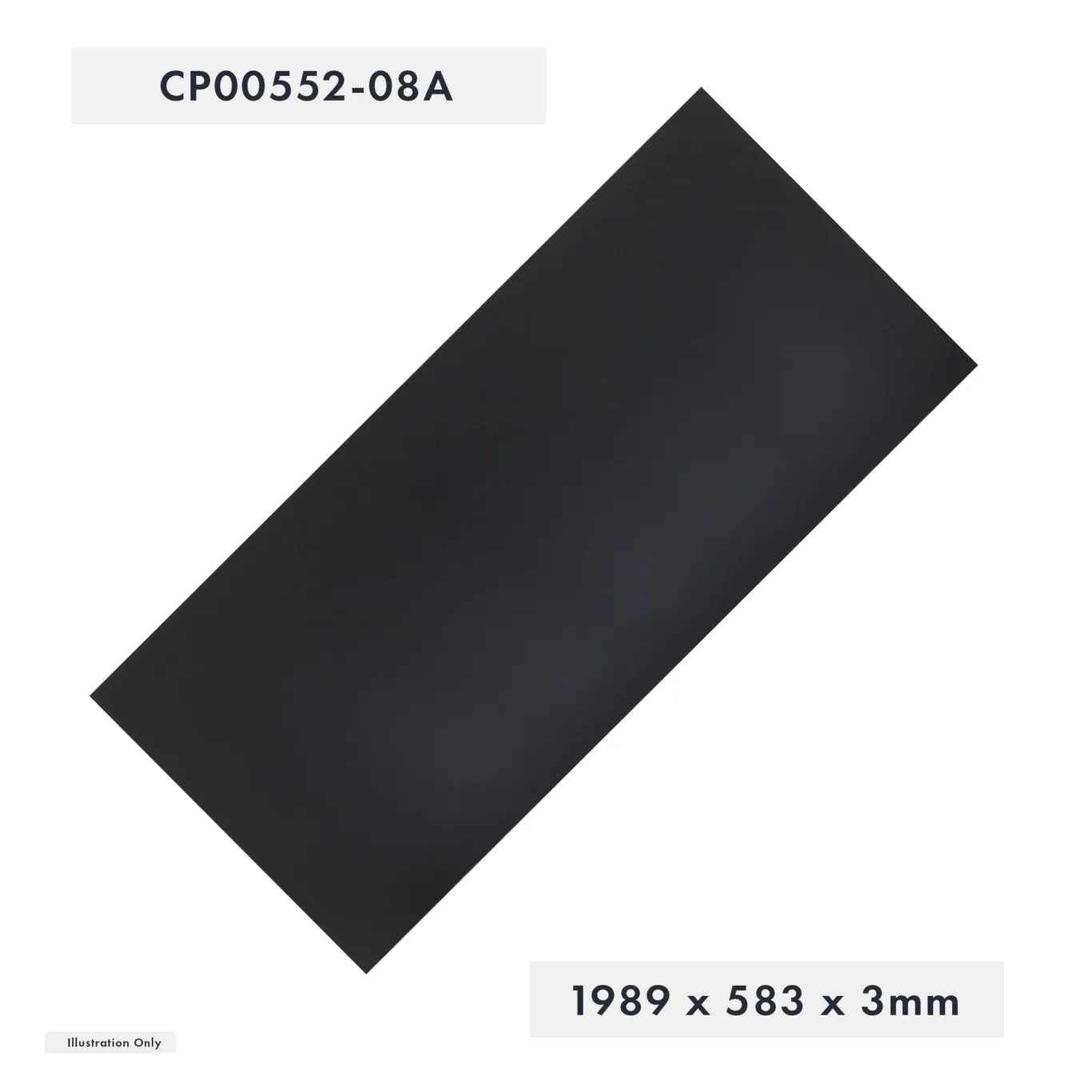 Sideplade øverst 1989x583x3 SORT