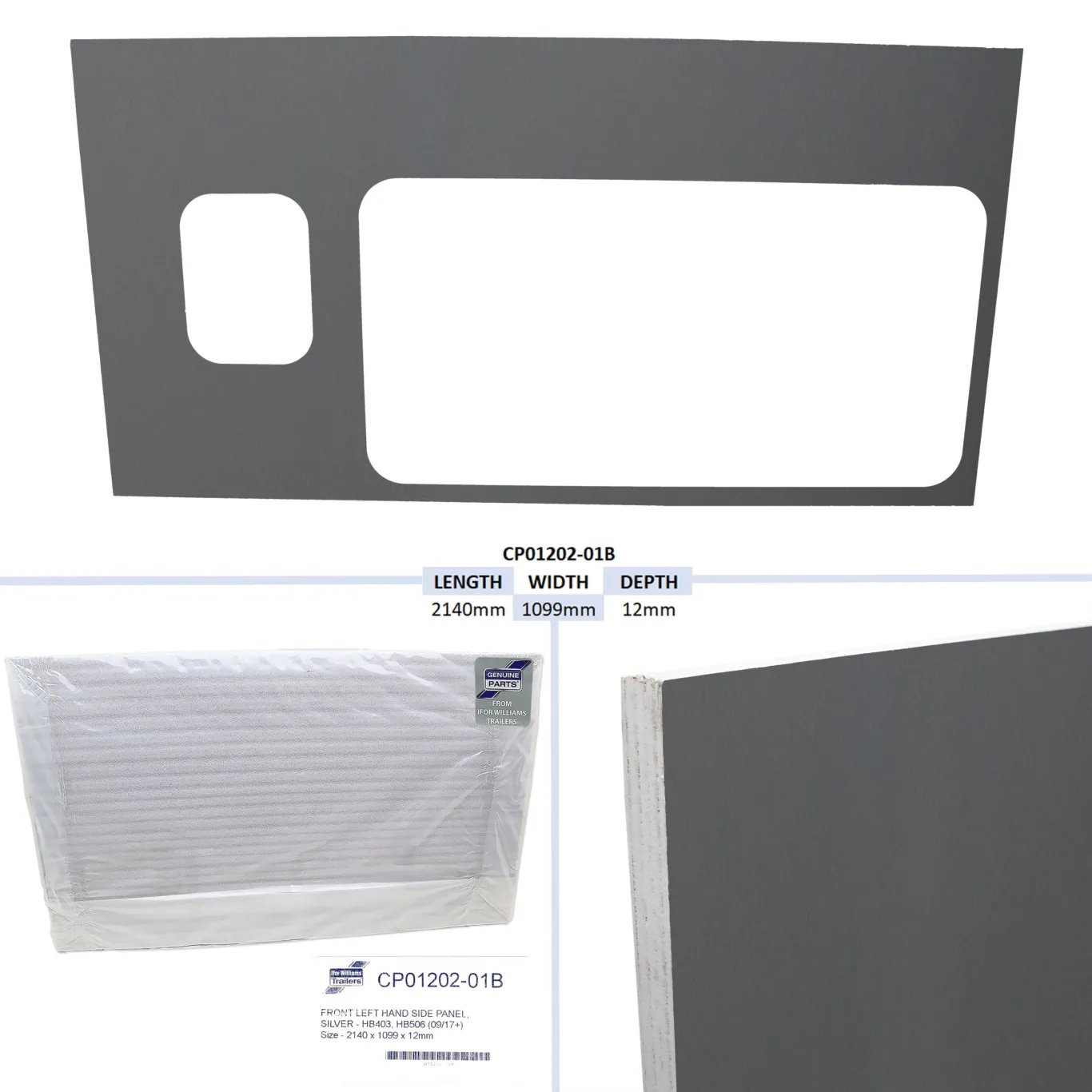 Panel front venstre ved inspektionsdør SØLV (ny type)